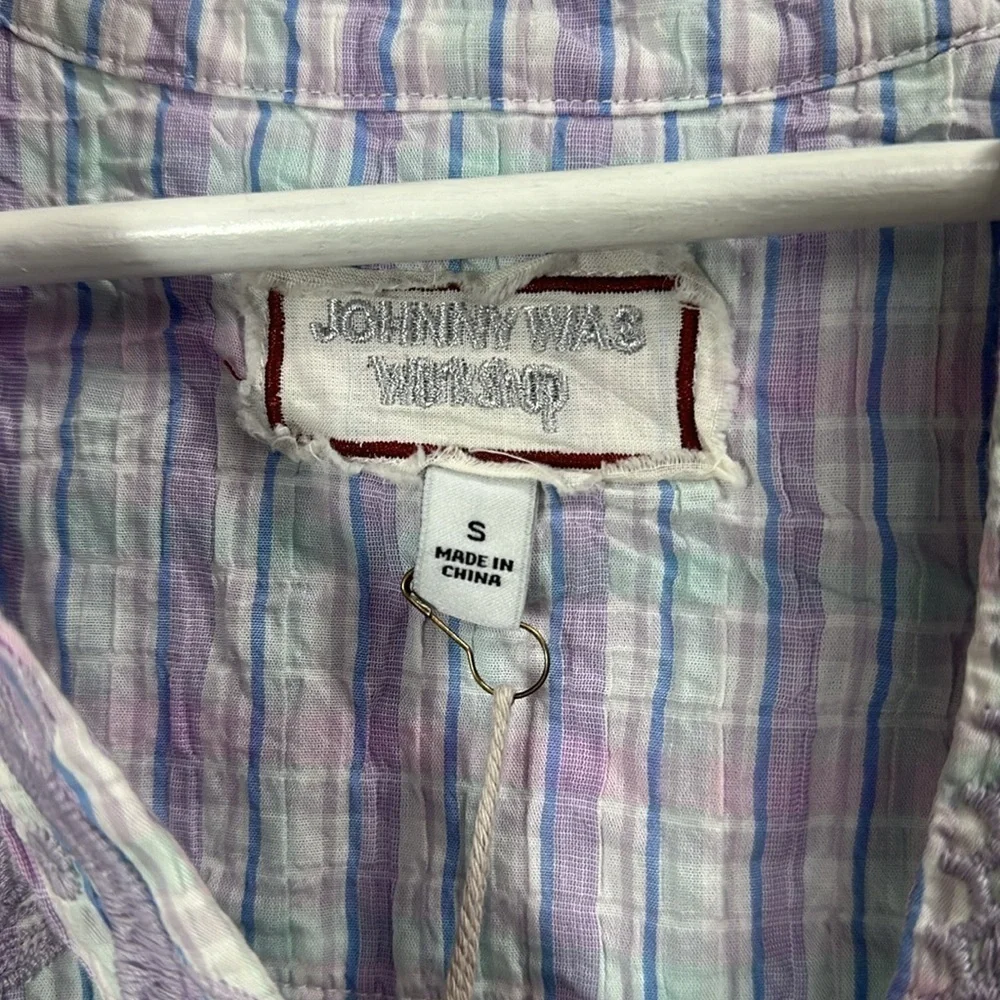 Johnny Was workshop Malo puff sleeve blouse purple size small.NWT